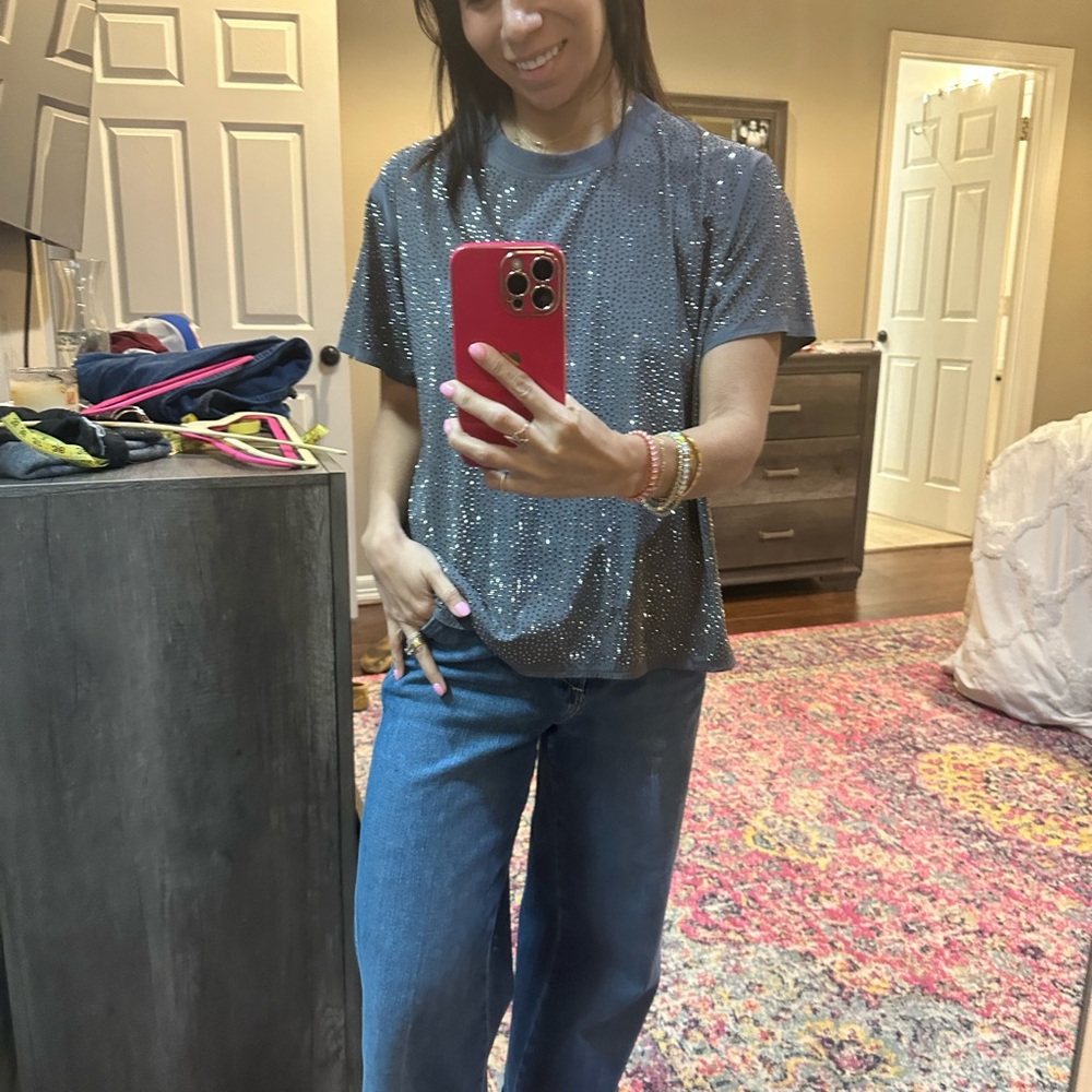Sparkling Gray Sequin Top